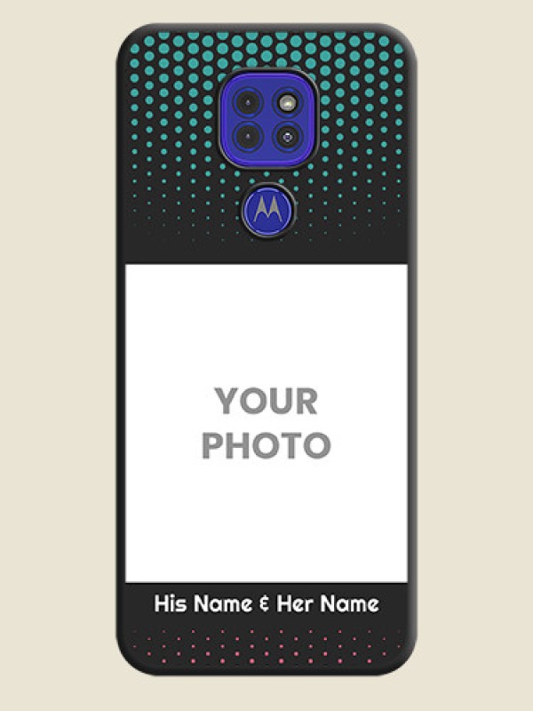Custom Faded Dots with Grunge Photo Frame and Text on Space Black Custom Soft Matte Phone Cases - Motorola G9 - alternate view