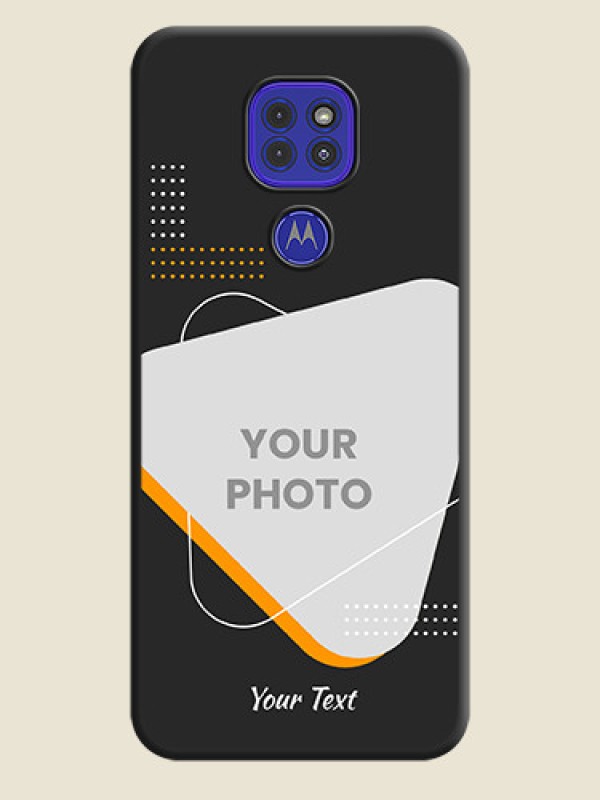 Custom Yellow Triangle on Photo on Space Black Soft Matte Phone Cover - Motorola G9 - alternate view