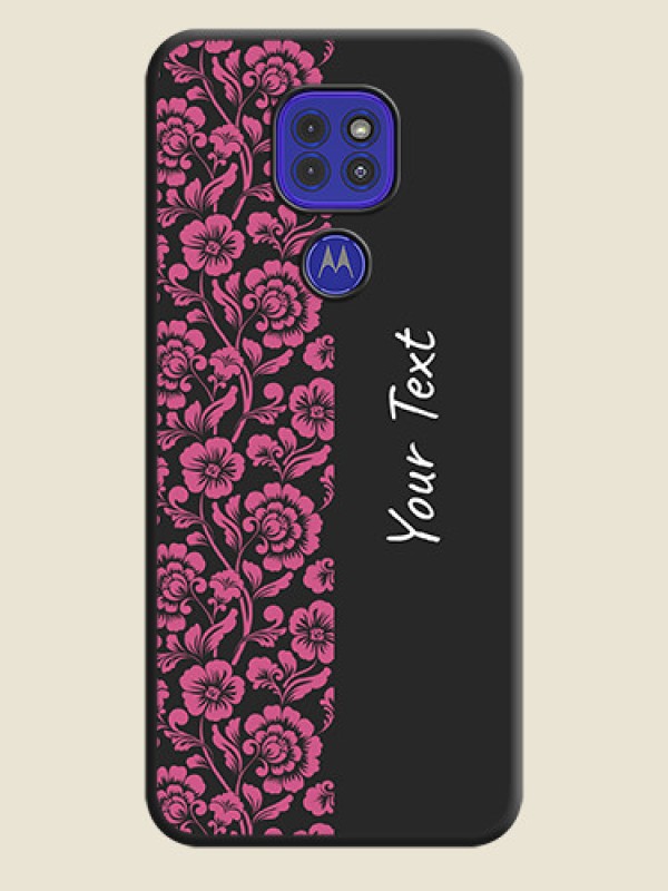Custom Pink Floral Pattern Design With Custom Text On Space Black Personalized Soft Matte Phone Covers -Motorola G9 - alternate view