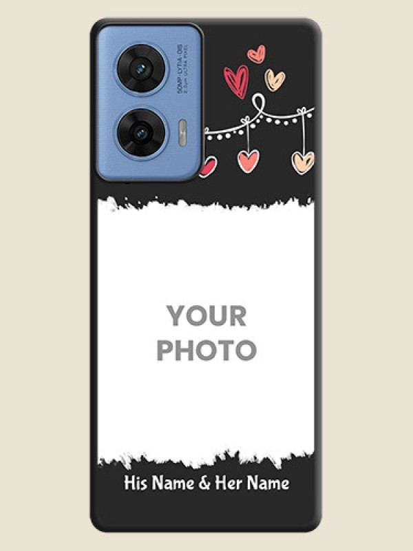 Custom Pink Love Hangings with Name On Space Black Custom Soft Matte Mobile Back Cover - Motorola G96 5G - alternate view