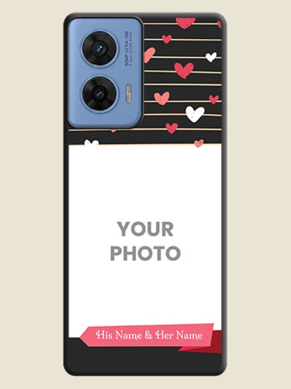 Custom Love Pattern with Name on Pink Ribbon on Photo On Space Black Custom Soft Matte Mobile Back Cover - Motorola G96 5G - alternate view