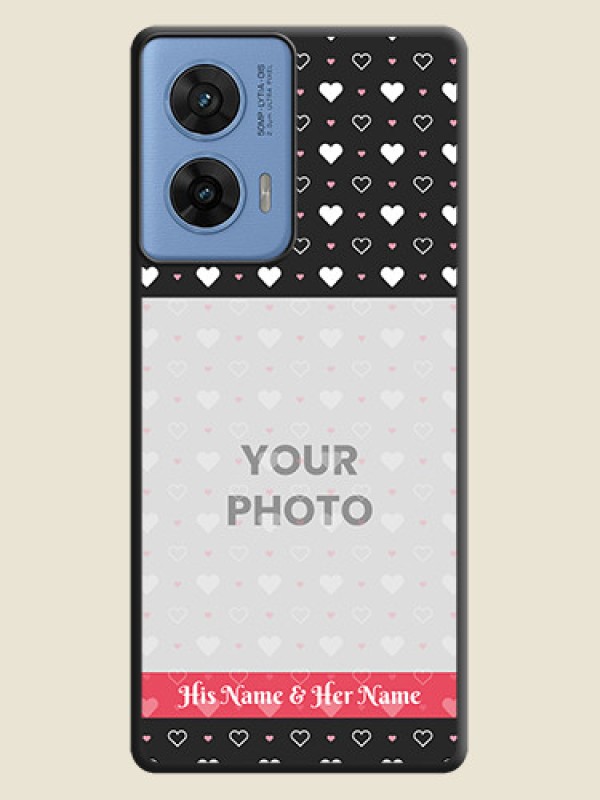 Custom White Color Love Symbols with Text Design on Photo On Space Black Custom Soft Matte Mobile Back Cover - Motorola G96 5G - alternate view