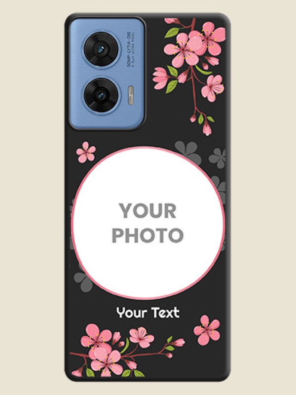 Custom Round Image with Pink Color Floral Design on Photo On Space Black Custom Soft Matte Mobile Back Cover - Motorola G96 5G - alternate view