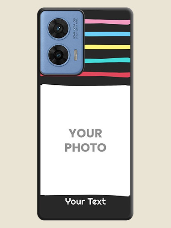 Custom Multicolor Lines with Image On Space Black Custom Soft Matte Mobile Back Cover - Motorola G96 5G - alternate view