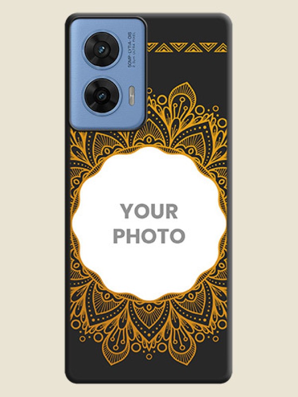 Custom Round Image with Floral Design On Space Black Custom Soft Matte Mobile Back Cover - Motorola G96 5G - alternate view