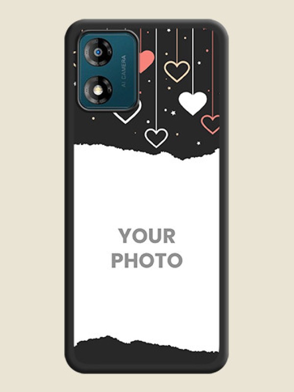 Custom Love Hangings with Splash Wave Picture on Space Black Custom Soft Matte Phone Back Cover - Motorola Moto E13 - alternate view