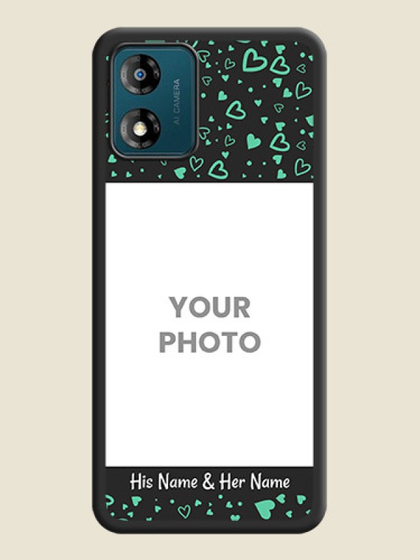 Custom Sea Green Indefinite Love Pattern on Photo on Space Black Soft Matte Mobile Cover - Motorola Moto E13 - alternate view