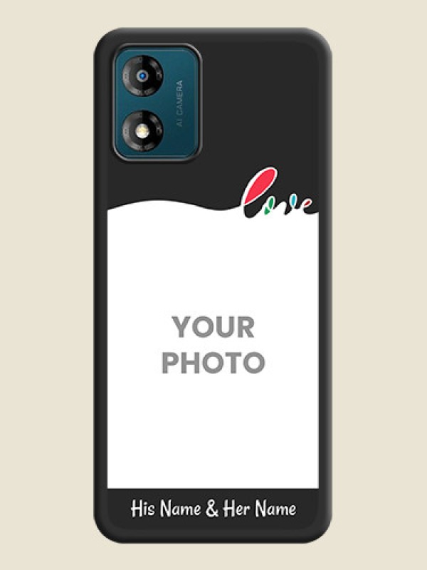 Custom Fall in Love Pattern with Picture on Photo on Space Black Soft Matte Mobile Case - Motorola Moto E13 - alternate view