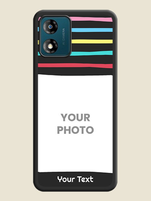 Custom Multicolor Lines with Image on Space Black Personalized Soft Matte Phone Covers - Motorola Moto E13 - alternate view