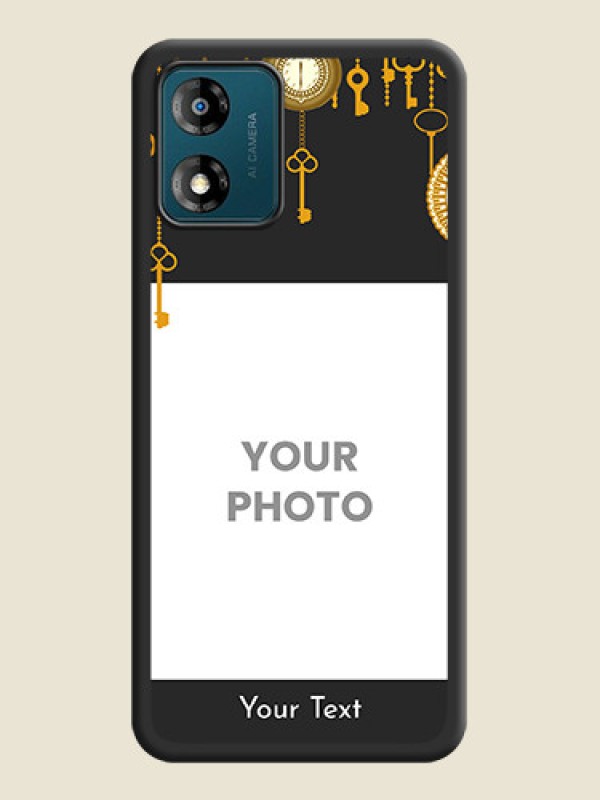 Custom Decorative Design with Text on Space Black Custom Soft Matte Back Cover - Motorola Moto E13 - alternate view