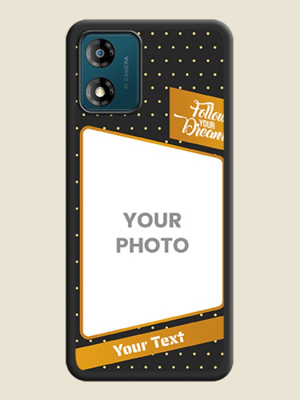 Custom Follow Your Dreams with White Dots on Space Black Custom Soft Matte Phone Cases - Motorola Moto E13 - alternate view