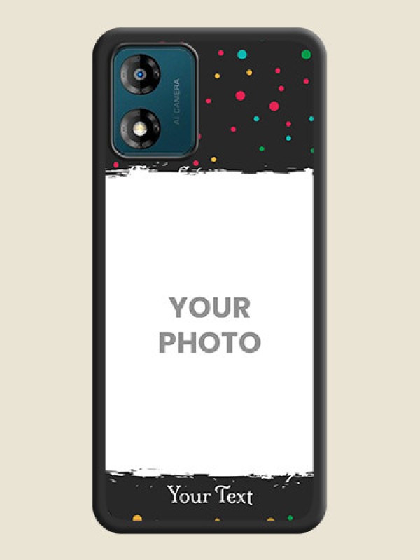 Custom Multicolor Dotted Pattern with Text on Space Black Custom Soft Matte Phone Back Cover - Motorola Moto E13 - alternate view