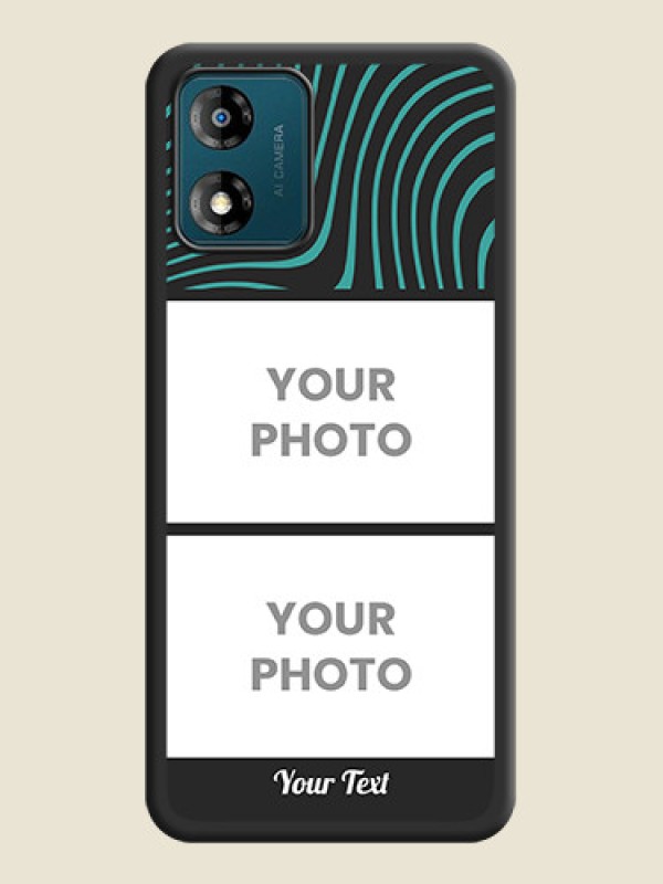 Custom Wave Pattern with 2 Image Holder on Space Black Personalized Soft Matte Phone Covers - Motorola Moto E13 - alternate view