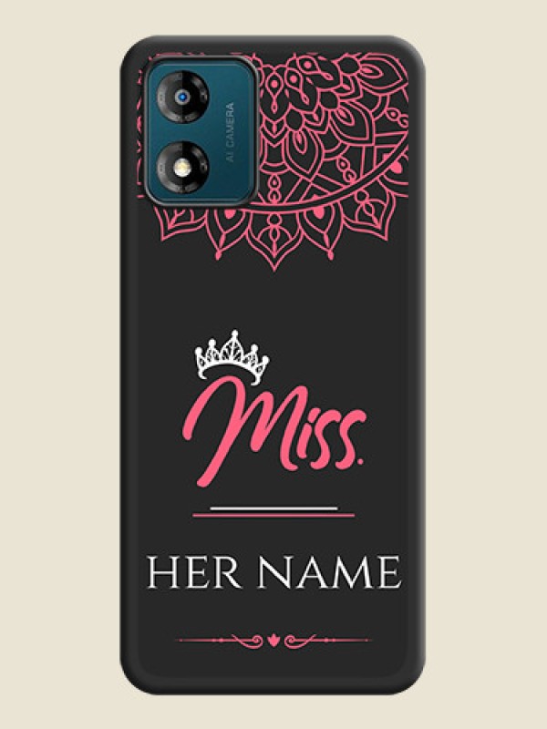 Custom Mrs Name with Floral Design on Space Black Personalized Soft Matte Phone Covers - Motorola Moto E13 - alternate view