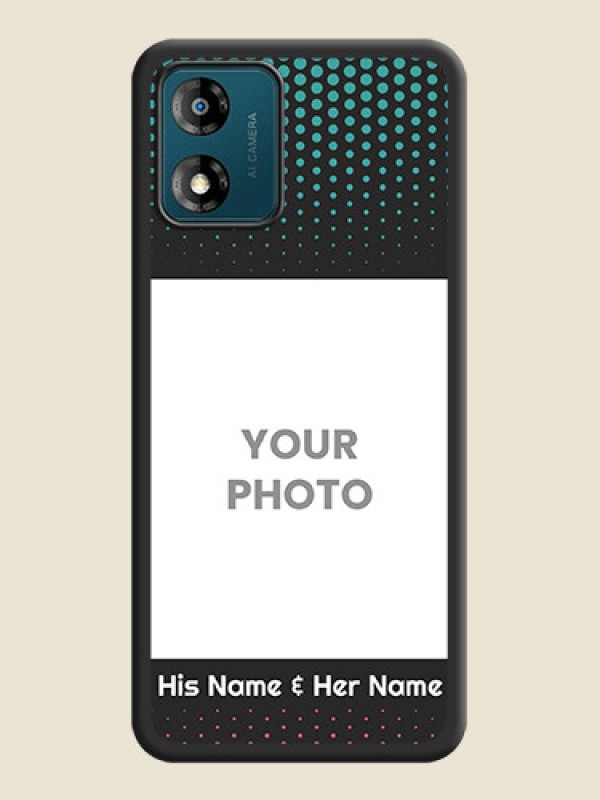 Custom Faded Dots with Grunge Photo Frame and Text on Space Black Custom Soft Matte Phone Cases - Motorola Moto E13 - alternate view