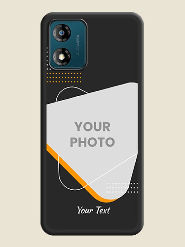 Custom Yellow Triangle on Photo on Space Black Soft Matte Phone Cover - Motorola Moto E13 - alternate view