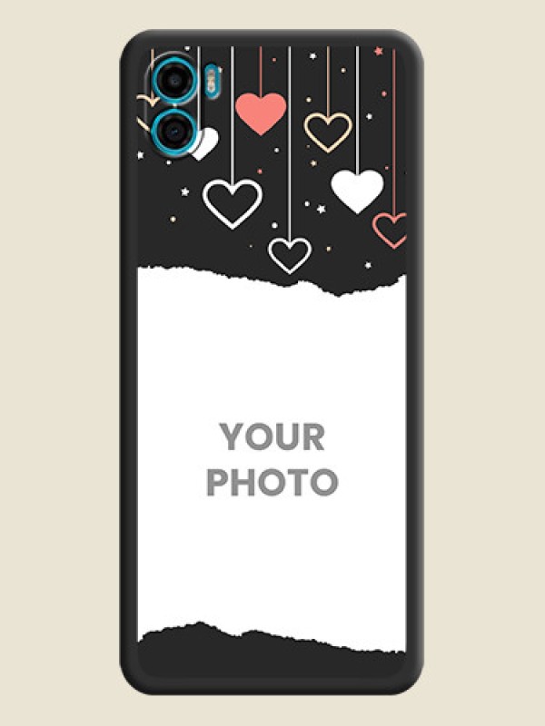 Custom Love Hangings with Splash Wave Picture on Space Black Custom Soft Matte Phone Back Cover - Motorola Moto E22s - alternate view