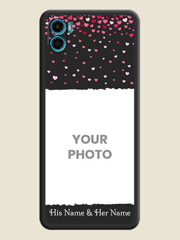 Custom Fall in Love with Your Partner  on Photo on Space Black Soft Matte Phone Cover - Motorola Moto E22s - alternate view