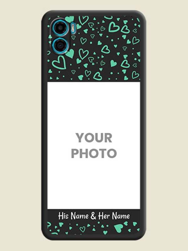 Custom Sea Green Indefinite Love Pattern on Photo on Space Black Soft Matte Mobile Cover - Motorola Moto E22s - alternate view