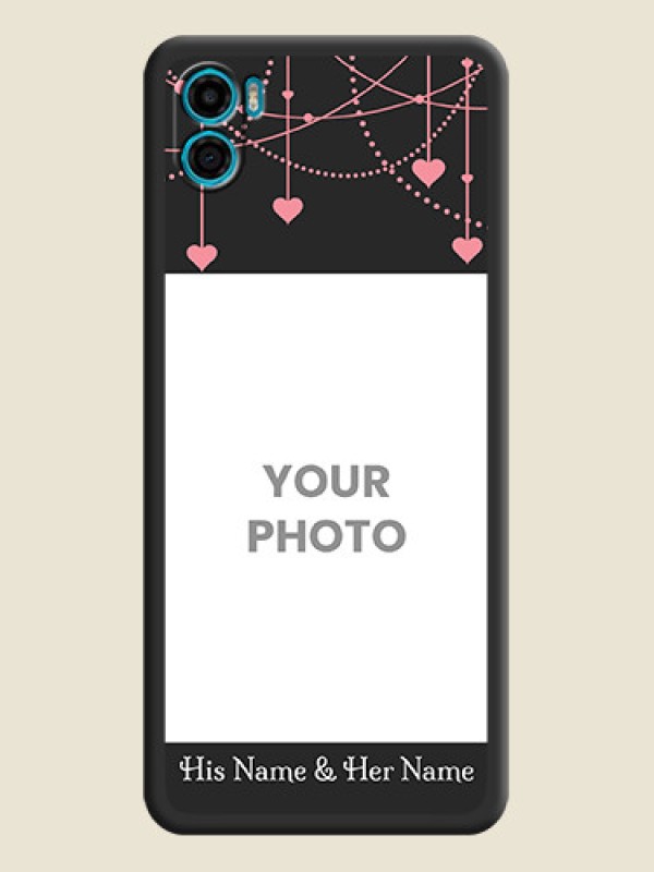 Custom Pink Love Hangings with Text on Space Black Custom Soft Matte Back Cover - Motorola Moto E22s - alternate view