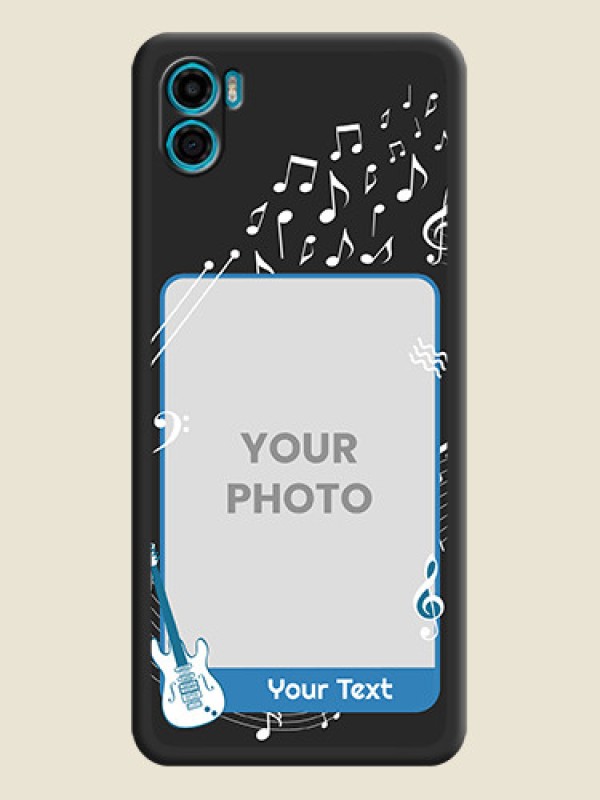 Custom Musical Theme Design with Text on Photo on Space Black Soft Matte Mobile Case - Motorola Moto E22s - alternate view