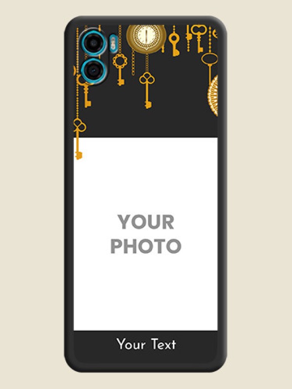 Custom Decorative Design with Text on Space Black Custom Soft Matte Back Cover - Motorola Moto E22s - alternate view