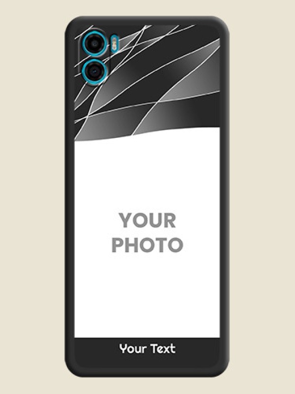 Custom Mixed Wave Lines on Photo on Space Black Soft Matte Mobile Cover - Motorola Moto E22s - alternate view