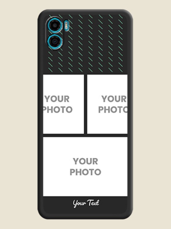 Custom Cross Dotted Pattern with 2 Image Holder  on Personalised Space Black Soft Matte Cases - Motorola Moto E22s - alternate view