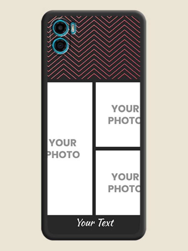 Custom Wave Pattern with 3 Image Holder on Space Black Custom Soft Matte Back Cover - Motorola Moto E22s - alternate view