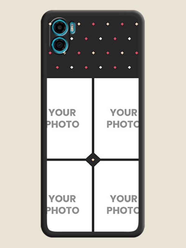 Custom Multicolor Dotted Pattern with 4 Image Holder on Space Black Custom Soft Matte Phone Cases - Motorola Moto E22s - alternate view