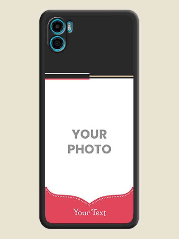 Custom Classic Plain Design with Name on Photo on Space Black Soft Matte Phone Cover - Motorola Moto E22s - alternate view