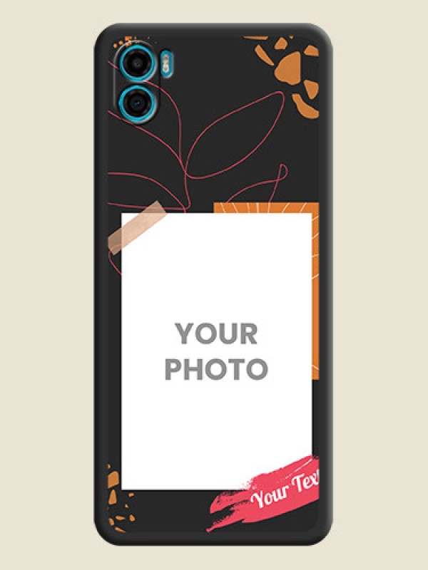 Custom Orange Photo Frame on Space Black Custom Soft Matte Phone Back Cover - Motorola Moto E22s - alternate view