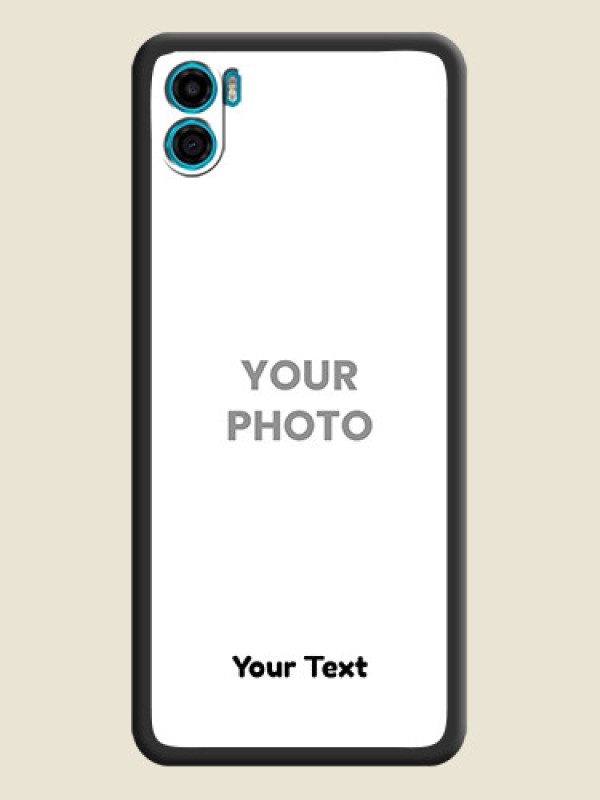 Custom Full Single Pic Upload With Text On Space Black Personalized Soft Matte Phone Covers -Motorola Moto E22S - alternate view