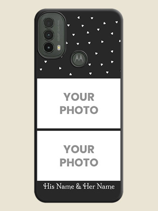 Custom Miniature Love Symbols with Name On Space Black Custom Soft Matte Mobile Back Cover - Motorola Moto E30 - alternate view