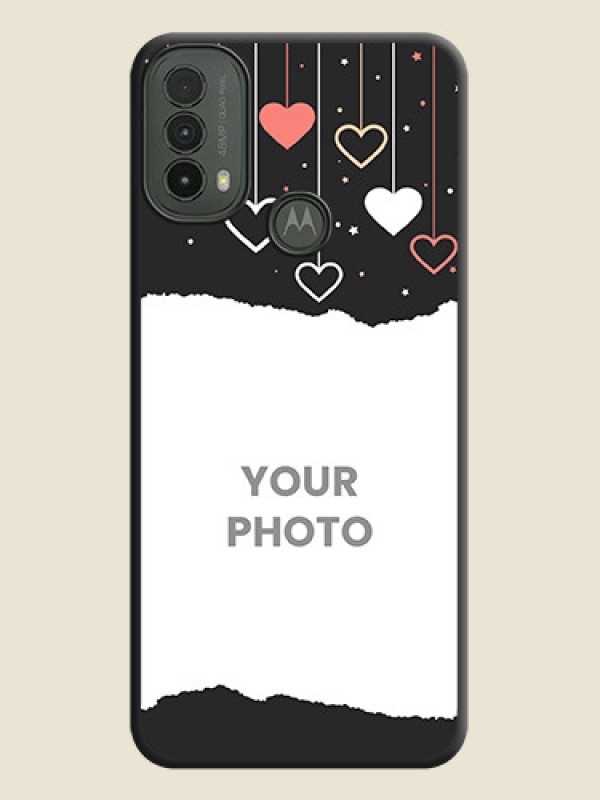 Custom Love Hangings with Splash Wave Picture On Space Black Custom Soft Matte Mobile Back Cover - Motorola Moto E30 - alternate view