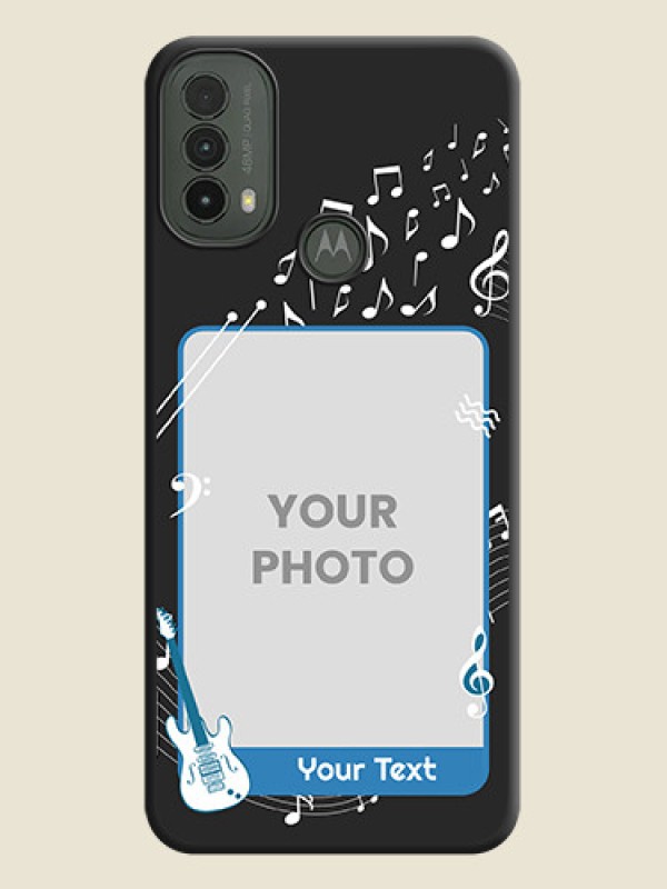 Custom Musical Theme Design with Text on Photo On Space Black Custom Soft Matte Mobile Back Cover - Motorola Moto E30 - alternate view