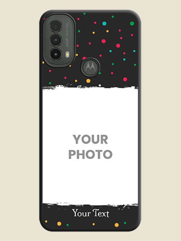 Custom Multicolor Dotted Pattern with Text On Space Black Custom Soft Matte Mobile Back Cover - Motorola Moto E30 - alternate view