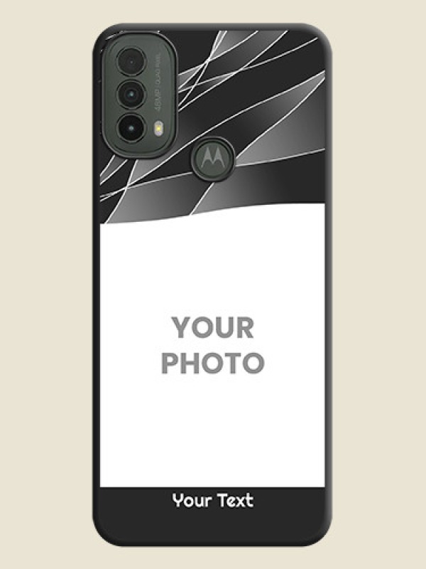 Custom Mixed Wave Lines on Photo On Space Black Custom Soft Matte Mobile Back Cover - Motorola Moto E30 - alternate view