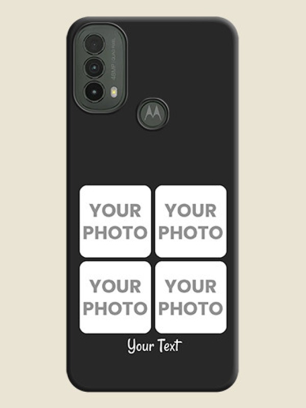 Custom Floral Art with 6 Image Holder on Photo On Space Black Custom Soft Matte Mobile Back Cover - Motorola Moto E30 - alternate view