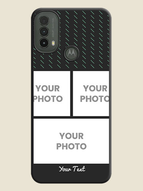 Custom Cross Dotted Pattern with 2 Image Holder On Space Black Custom Soft Matte Mobile Back Cover - Motorola Moto E30 - alternate view