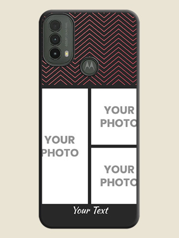 Custom Wave Pattern with 3 Image Holder On Space Black Custom Soft Matte Mobile Back Cover - Motorola Moto E30 - alternate view