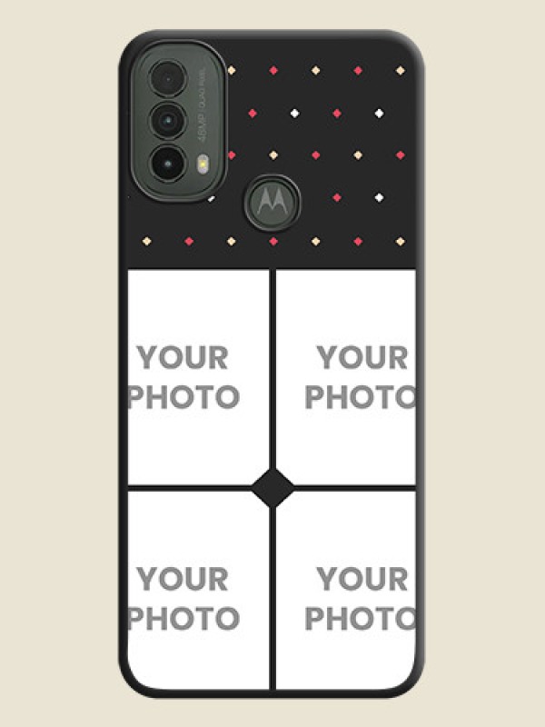 Custom Multicolor Dotted Pattern with 4 Image Holder On Space Black Custom Soft Matte Mobile Back Cover - Motorola Moto E30 - alternate view