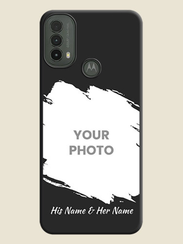 Custom Grunge Brush Strokes on Photo On Space Black Custom Soft Matte Mobile Back Cover - Motorola Moto E30 - alternate view