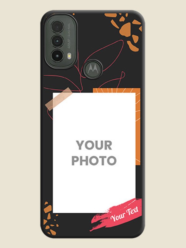 Custom Orange Photo Frame On Space Black Custom Soft Matte Mobile Back Cover - Motorola Moto E30 - alternate view