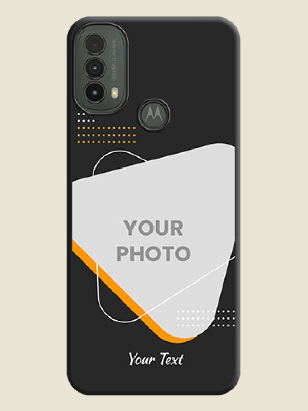 Custom Yellow Triangle on Photo On Space Black Custom Soft Matte Mobile Back Cover - Motorola Moto E30 - alternate view