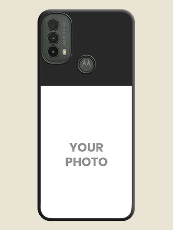 Custom Image Upload With Space Black Color On Custom Soft Matte Mobile Back Cover - Motorola Moto E30 - alternate view