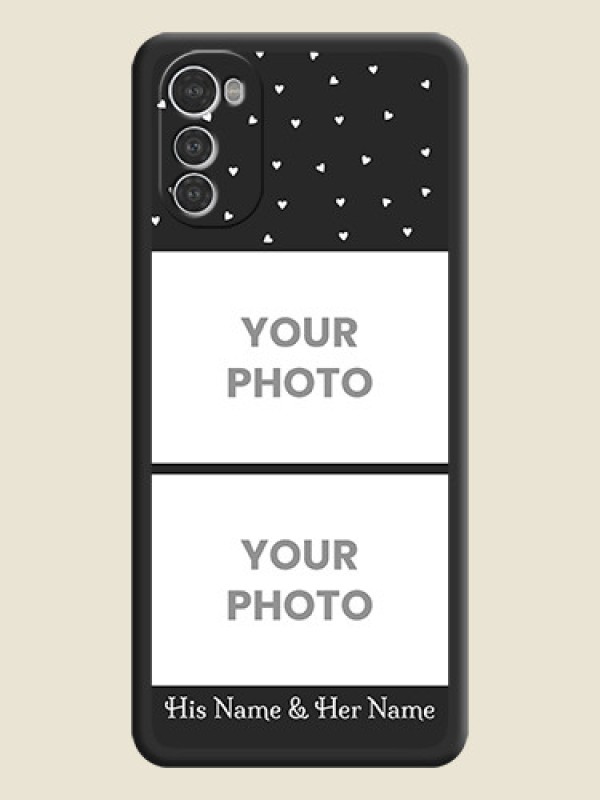 Custom Miniature Love Symbols with Name on Space Black Custom Soft Matte Back Cover - Motorola Moto E32s - alternate view