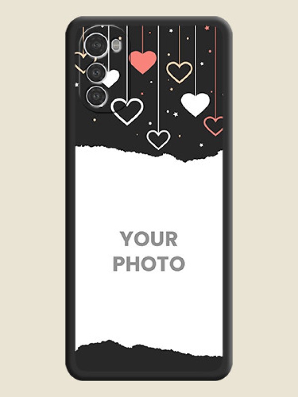 Custom Love Hangings with Splash Wave Picture on Space Black Custom Soft Matte Phone Back Cover - Motorola Moto E32s - alternate view