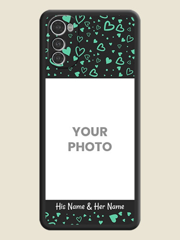 Custom Sea Green Indefinite Love Pattern on Photo on Space Black Soft Matte Mobile Cover - Motorola Moto E32s - alternate view