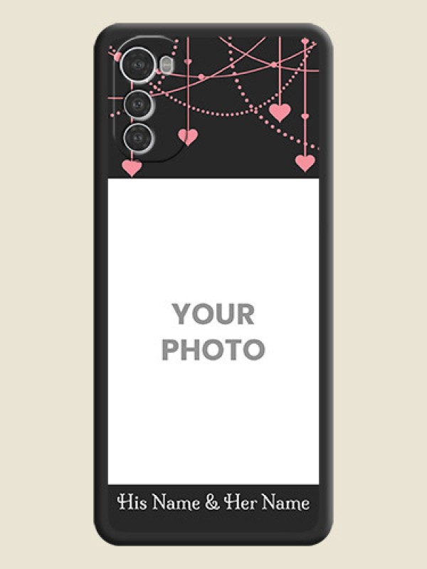 Custom Pink Love Hangings with Text on Space Black Custom Soft Matte Back Cover - Motorola Moto E32s - alternate view